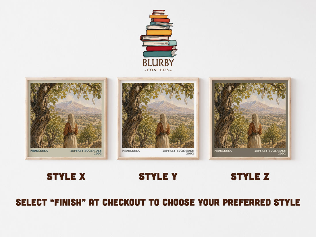 Middlesex literary print in frame leaning in hallway – literary fiction wall art (mockup)