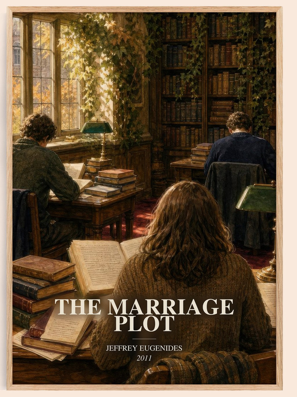 The Marriage Plot watercolour book poster by Jeffrey Eugenides – framed literary art print