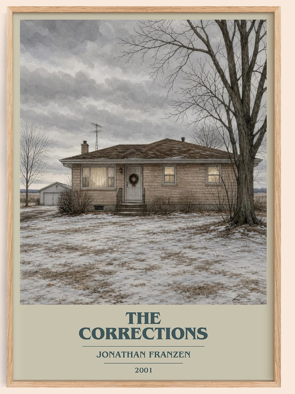 The Corrections book cover book poster by Jonathan Franzen – framed literary art print