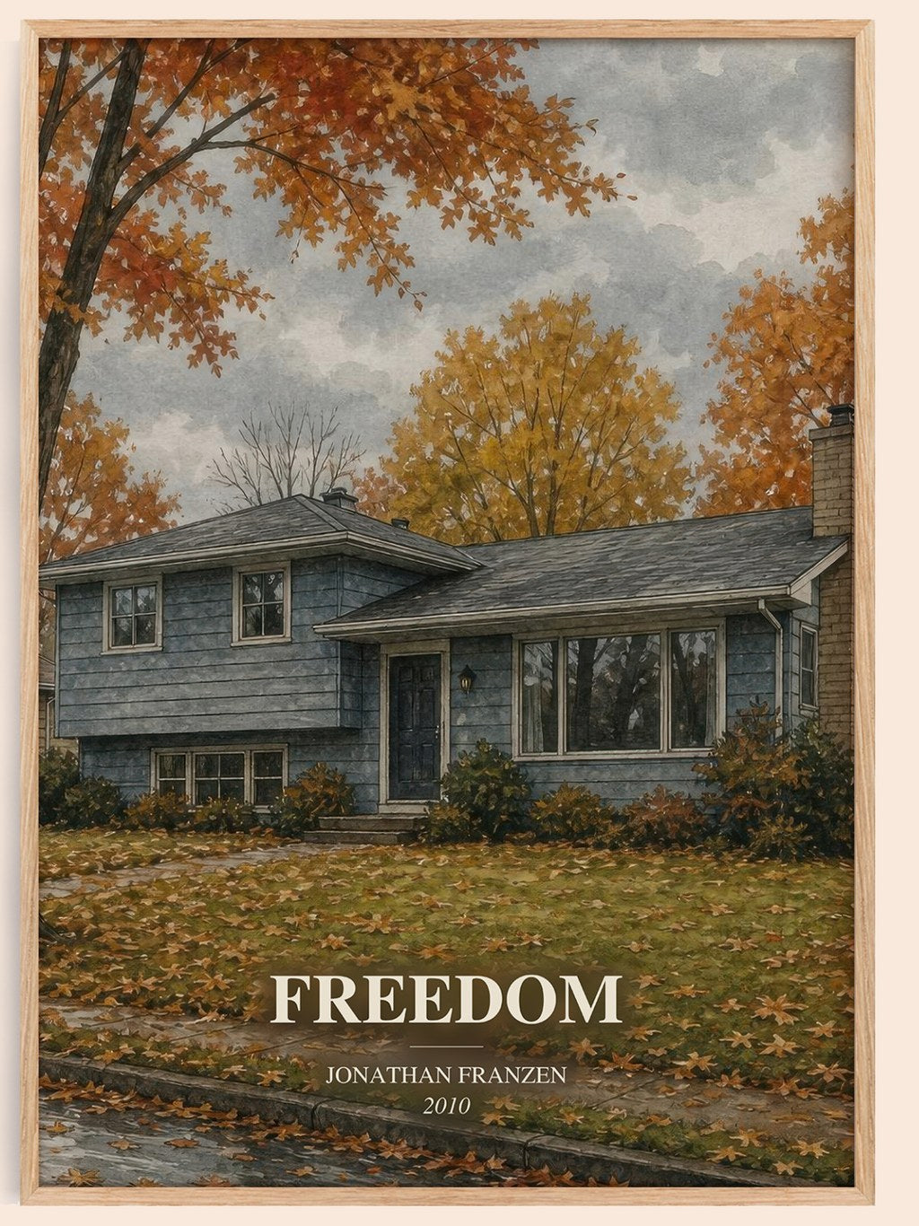 Freedom watercolour book poster by Jonathan Franzen – framed literary art print