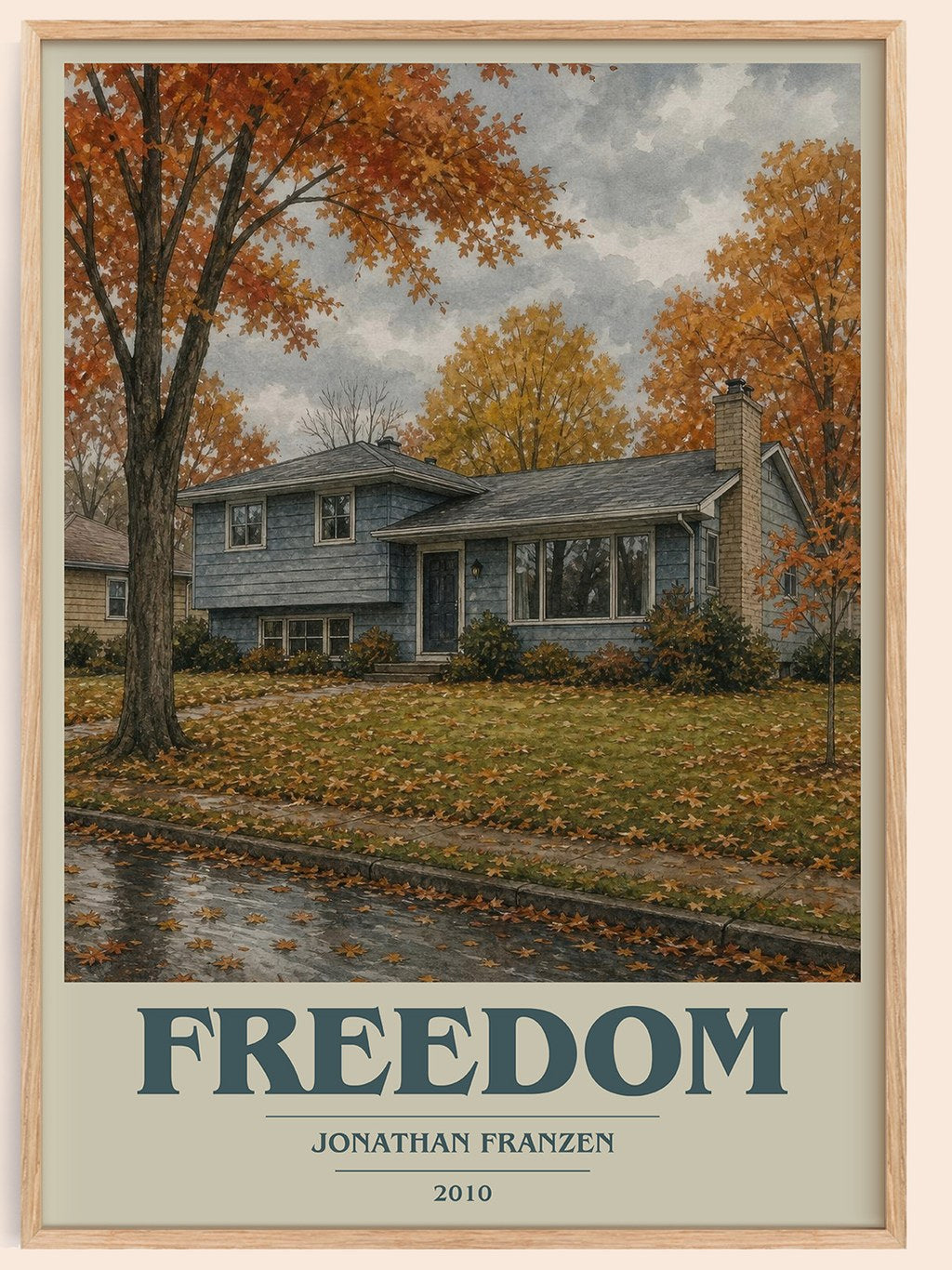 Freedom book cover book poster by Jonathan Franzen – framed literary art print