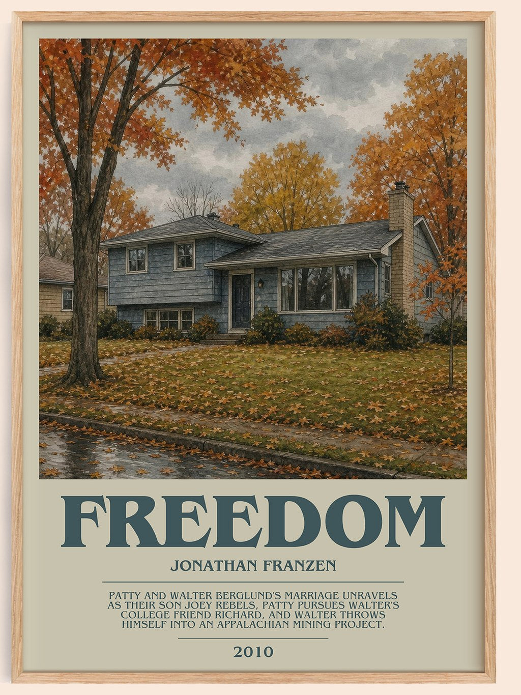 Freedom bookish book poster by Jonathan Franzen – framed literary art print