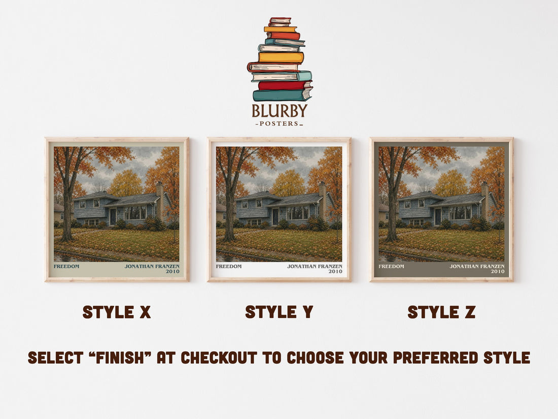 Freedom literary print in frame leaning in hallway – literary fiction wall art (mockup)