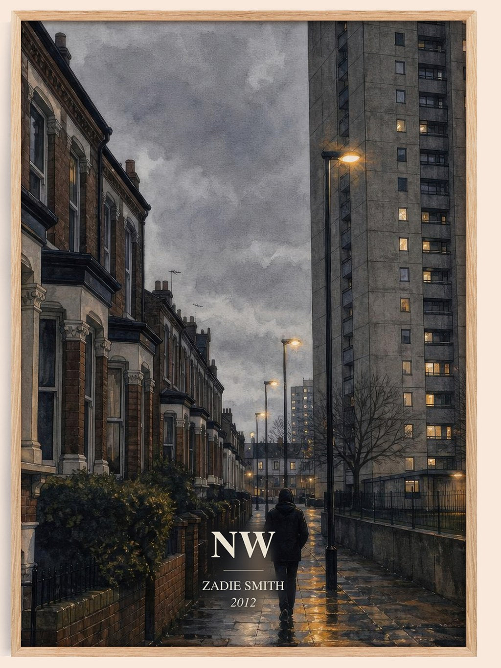 NW watercolour book poster by Zadie Smith – framed literary art print