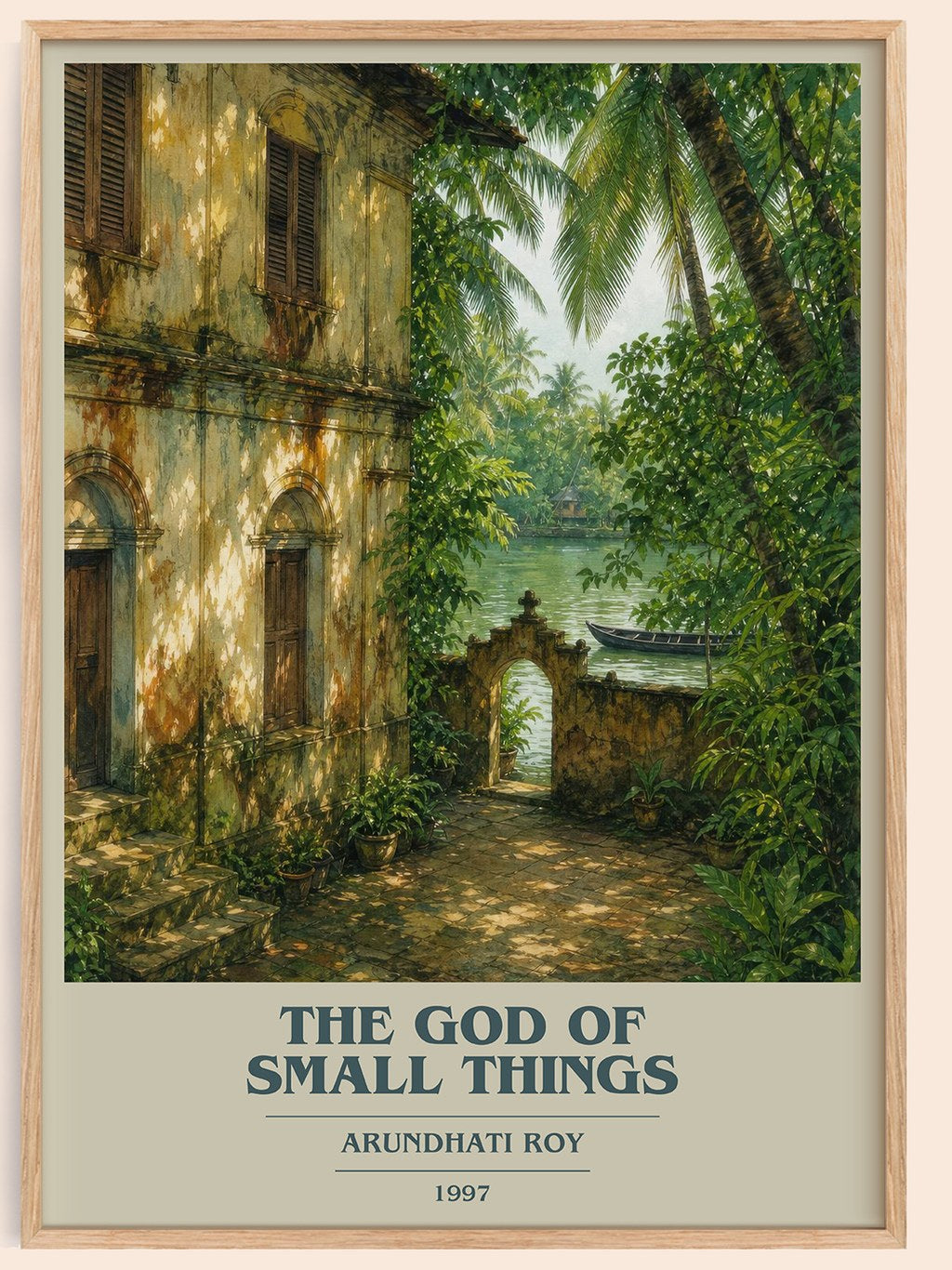 The God of Small Things book cover book poster by Arundhati Roy – framed literary art print