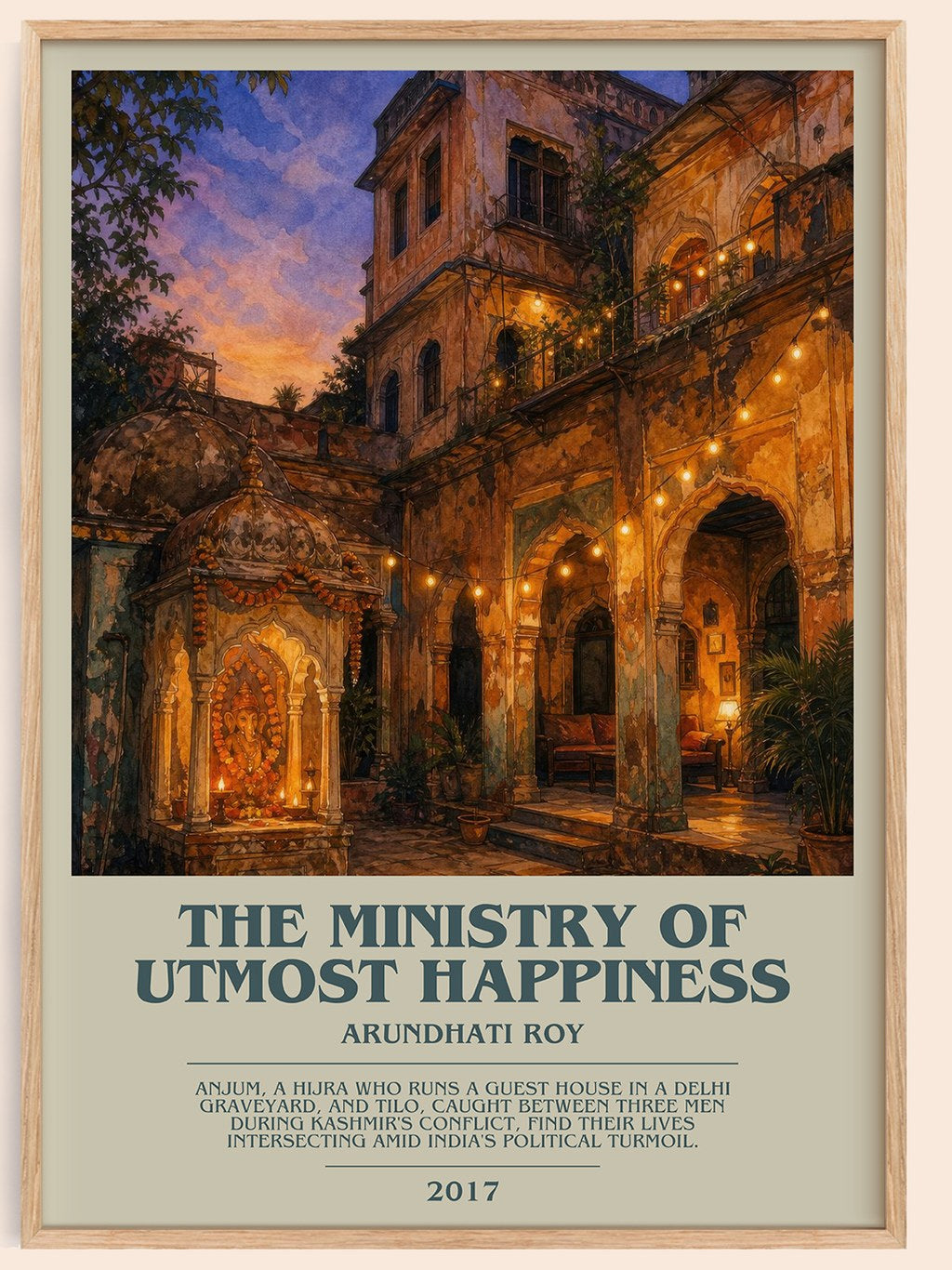 The Ministry of Utmost Happiness bookish book poster by Arundhati Roy – framed literary art print