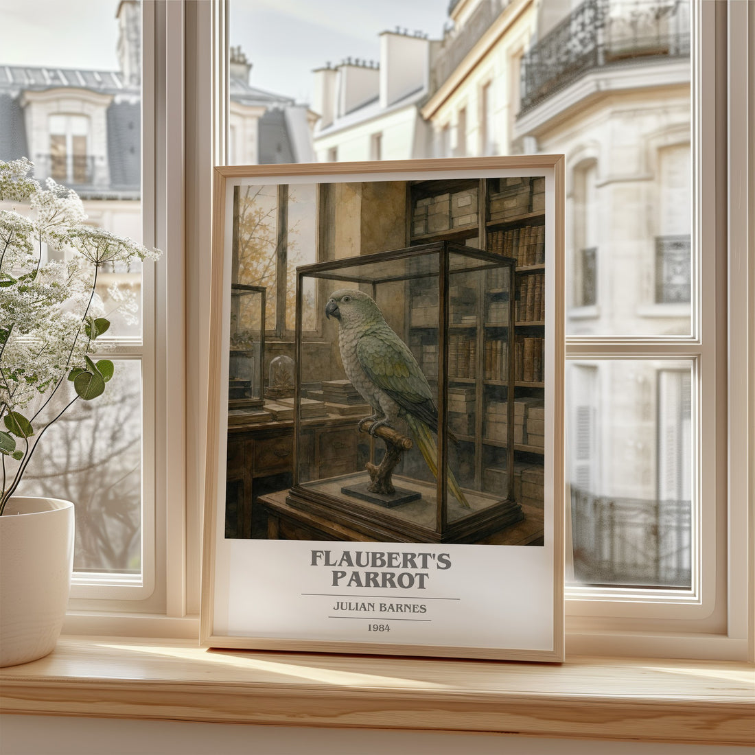 Flaubert's Parrot book cover poster colour and style options – Julian Barnes book art
