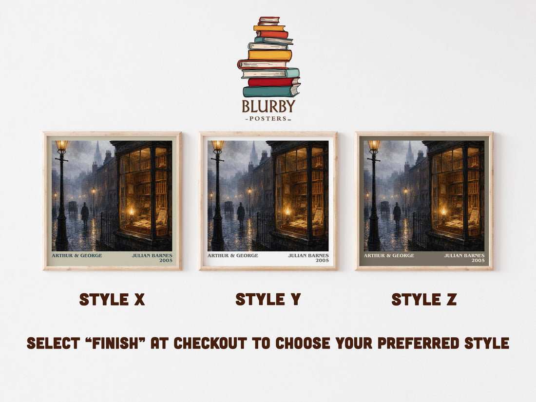 Arthur & George literary print in frame leaning in hallway – historical fiction wall art (mockup)