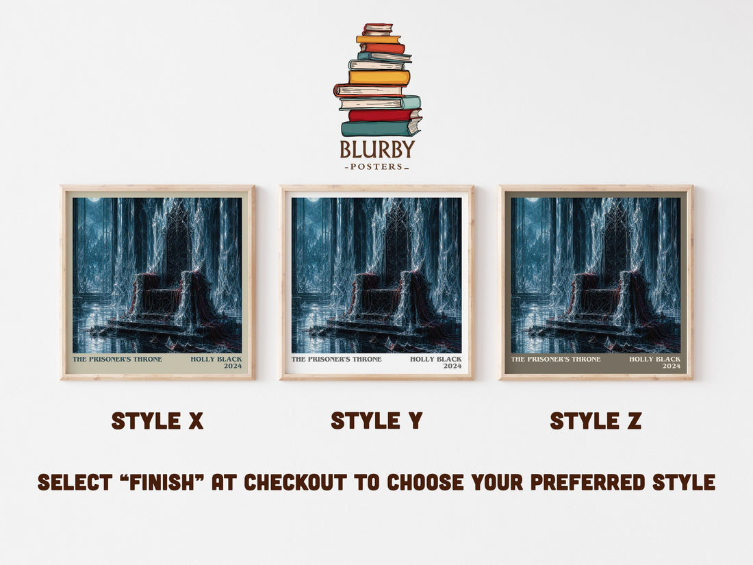 The Prisoner's Throne literary print in frame leaning in hallway – fantasy wall art (mockup)