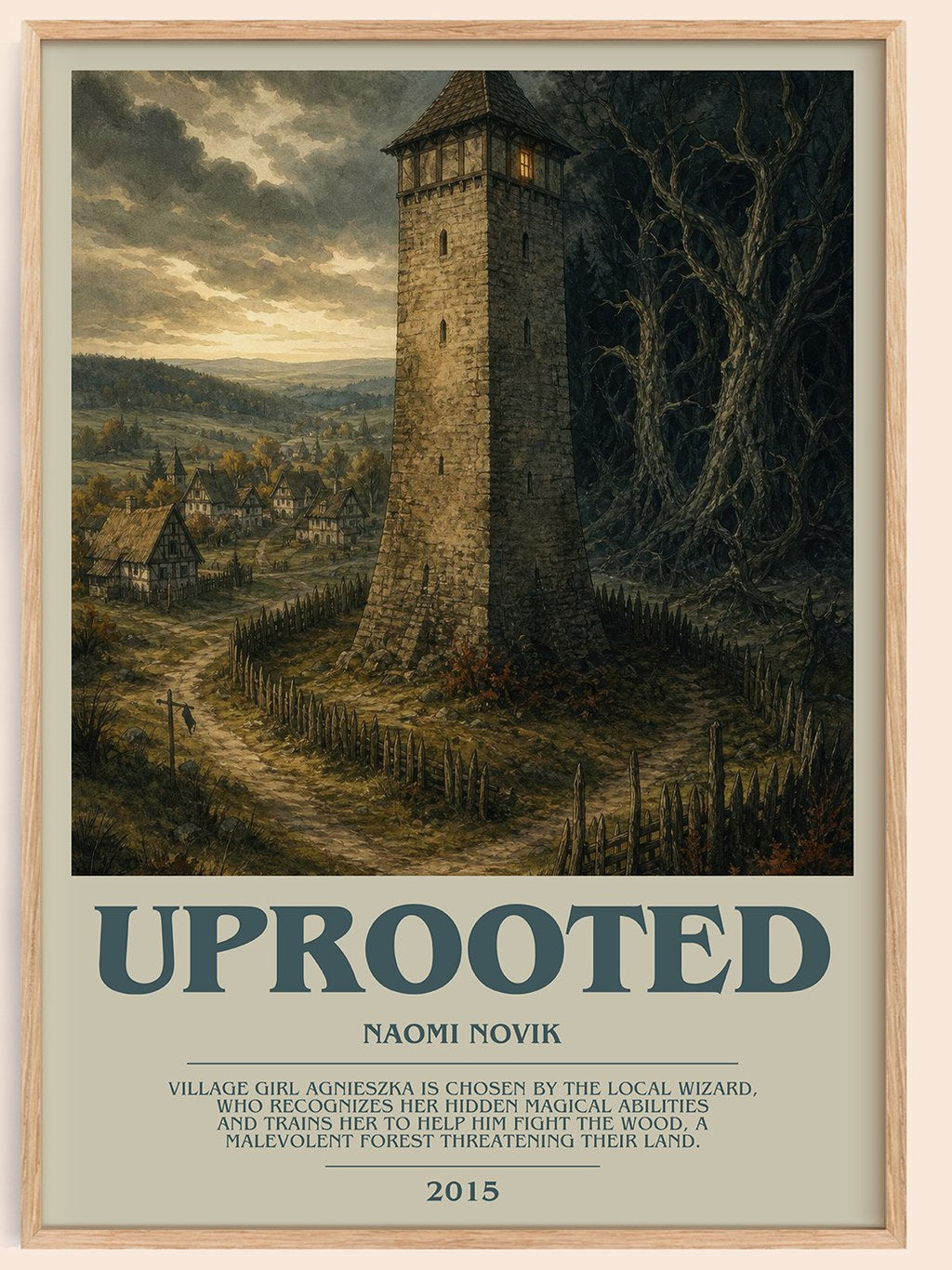 Uprooted bookish book poster by Naomi Novik – framed literary art print