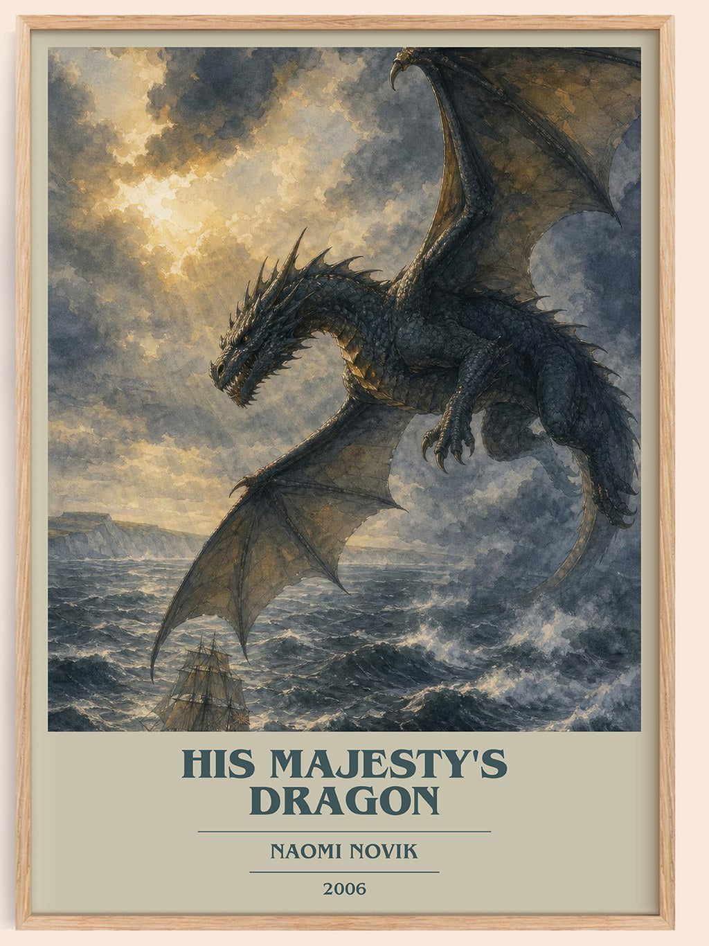His Majesty's Dragon book cover book poster by Naomi Novik – framed literary art print