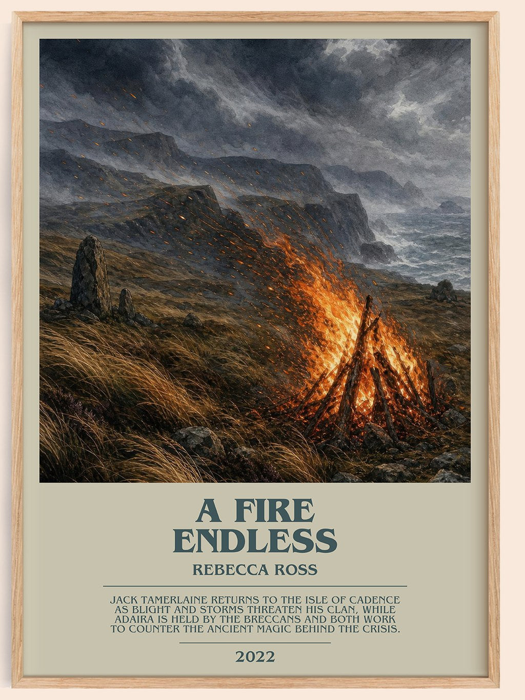 A Fire Endless bookish book poster by Rebecca Ross – framed literary art print
