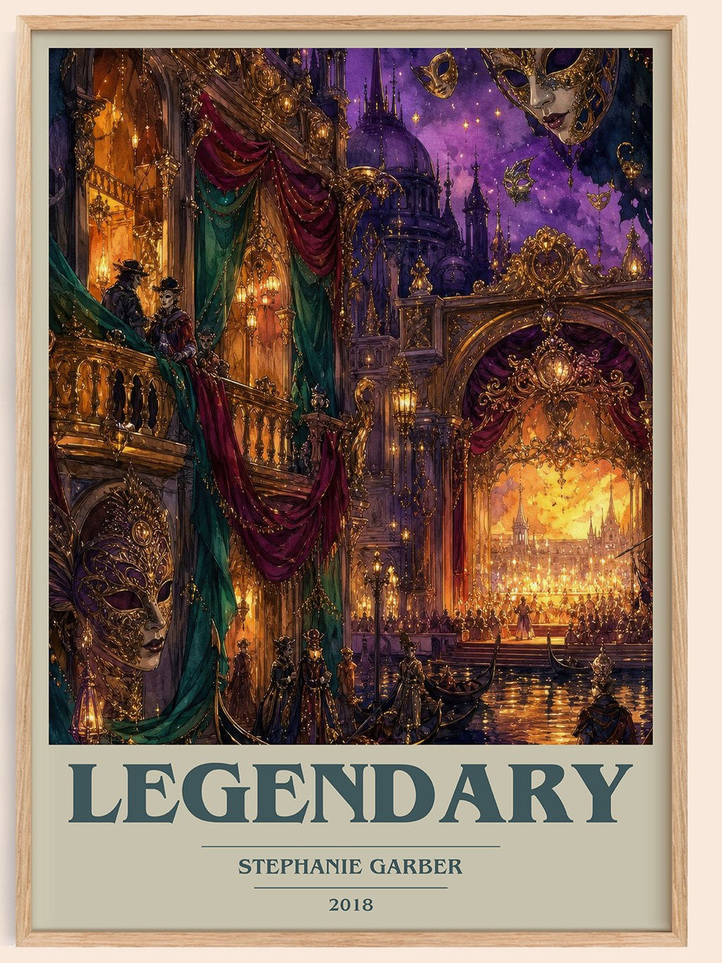 Legendary book cover book poster by Stephanie Garber – framed literary art print