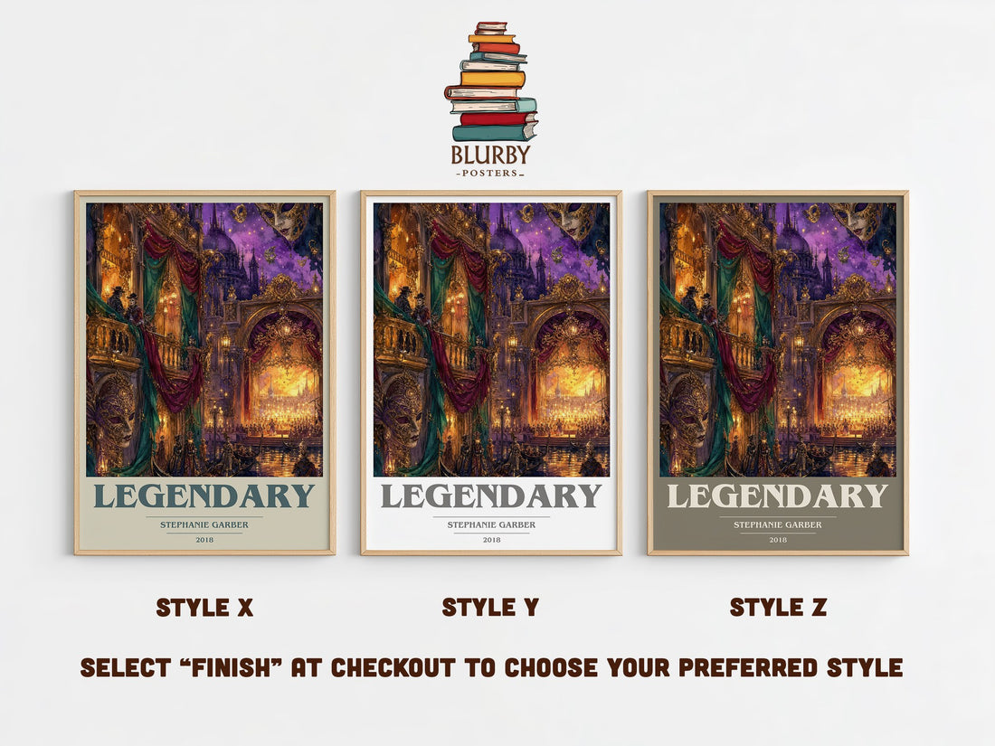 Legendary book cover print in frame leaning in hallway – fantasy wall art (mockup)