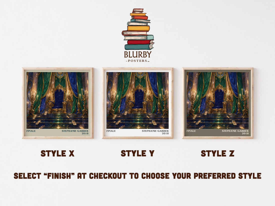 Finale literary print in frame leaning in hallway – fantasy wall art (mockup)