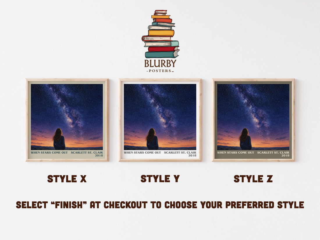 When Stars Come Out literary print in frame leaning in hallway – fantasy wall art (mockup)