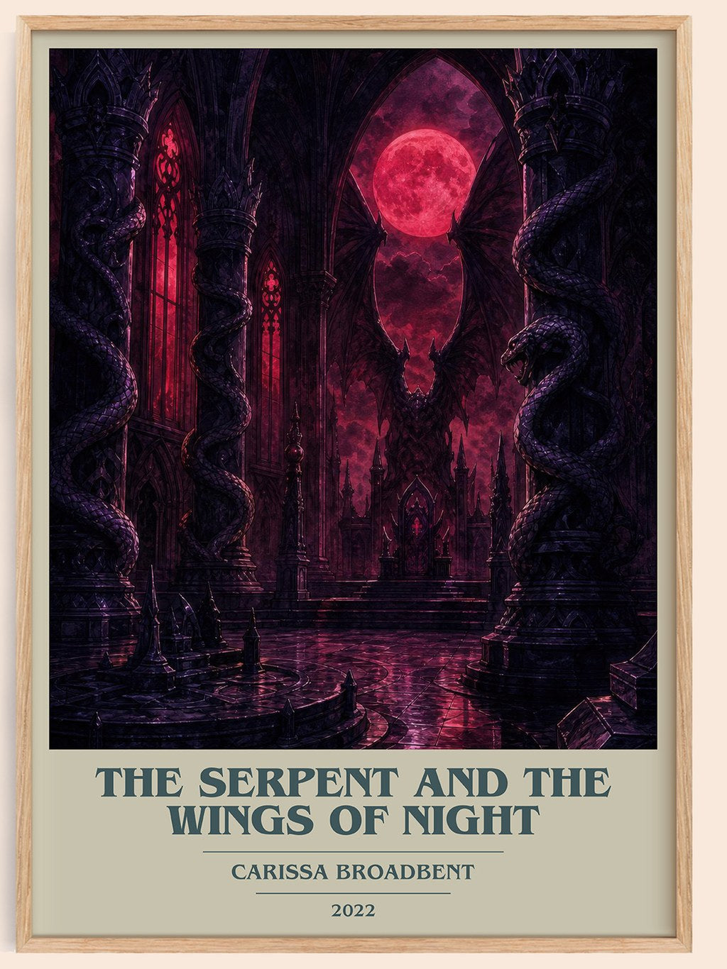 The Serpent and the Wings of Night book cover book poster by Carissa Broadbent – framed literary art print