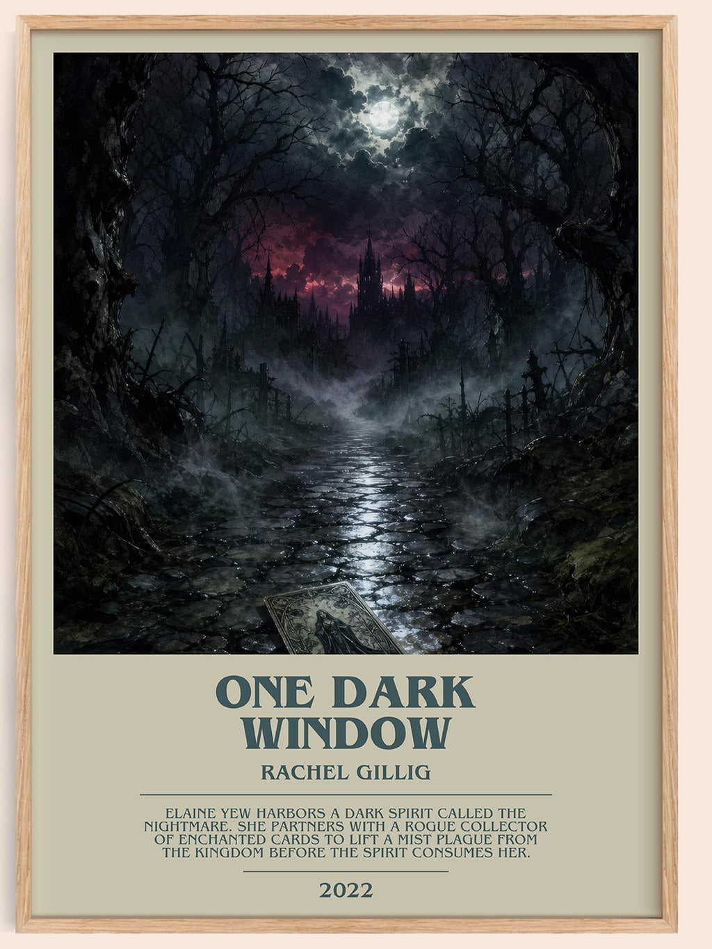One Dark Window bookish book poster by Rachel Gillig – framed literary art print