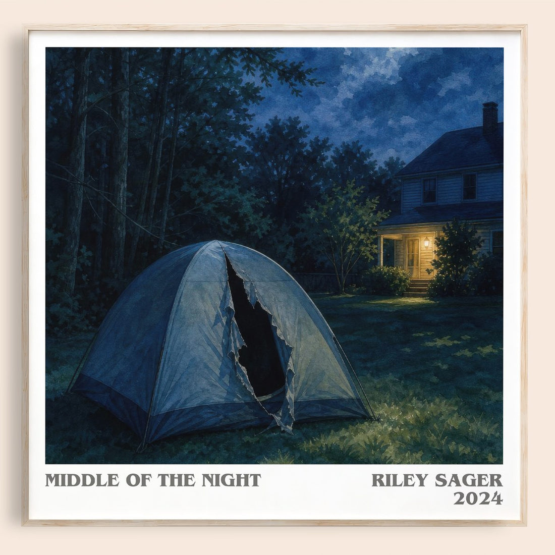 Middle of the Night literary book poster by Riley Sager – framed literary art print