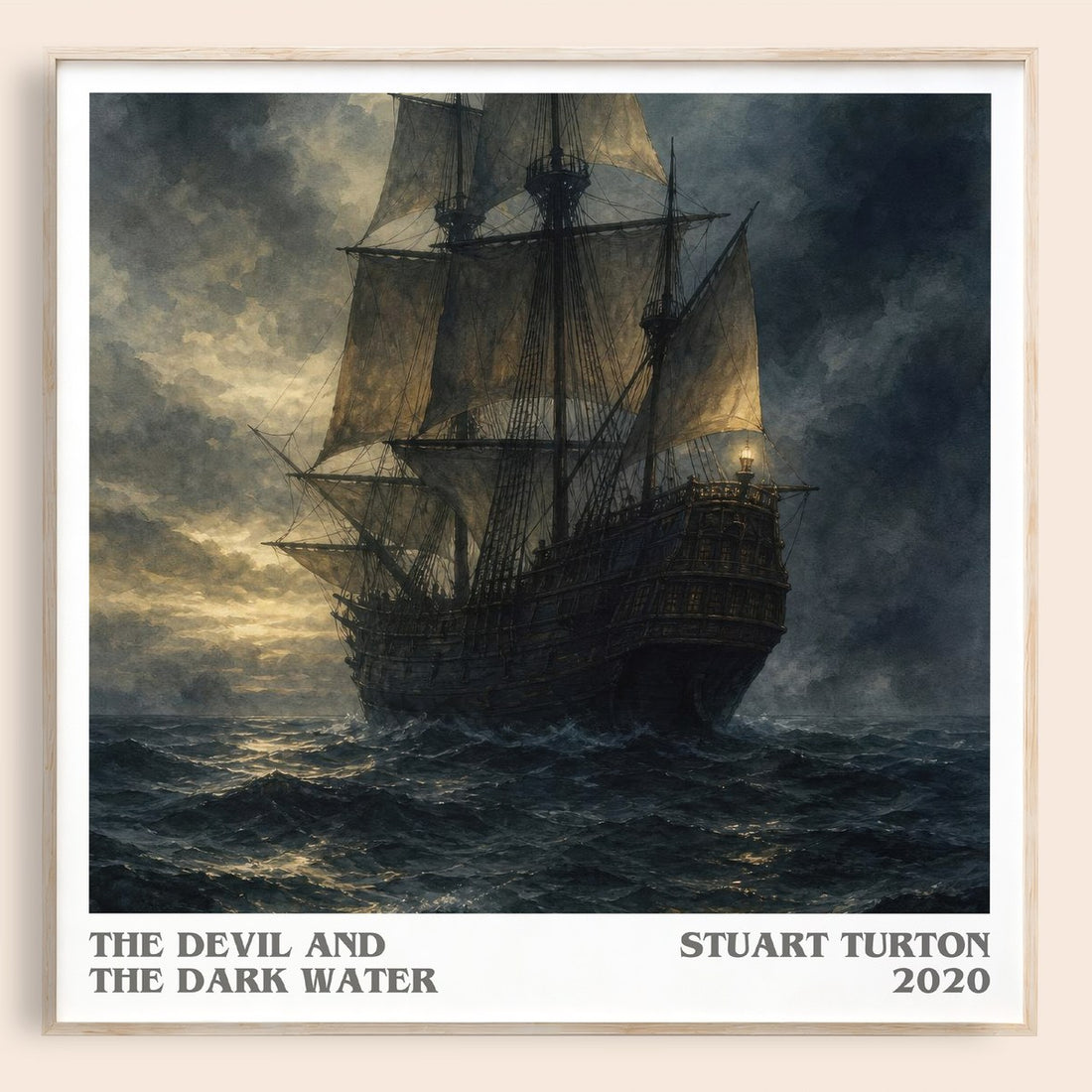 The Devil and the Dark Water literary book poster by Stuart Turton – framed literary art print