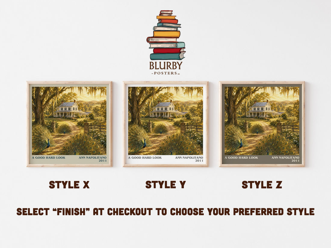 A Good Hard Look literary print in frame leaning in hallway – literary fiction wall art (mockup)