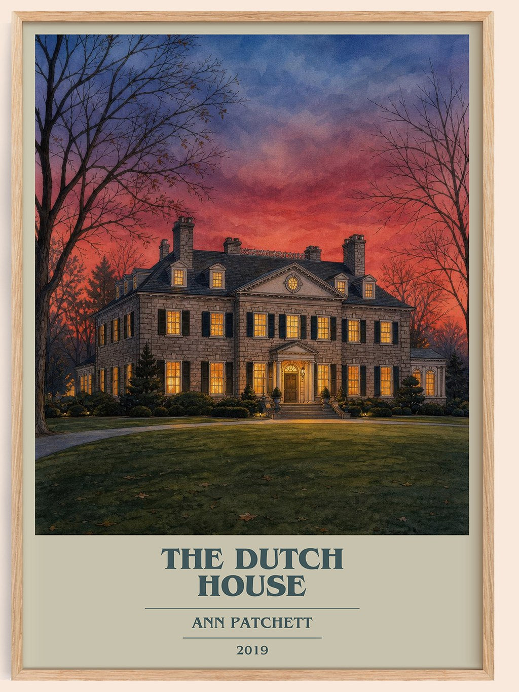 The Dutch House book cover book poster by Ann Patchett – framed literary art print