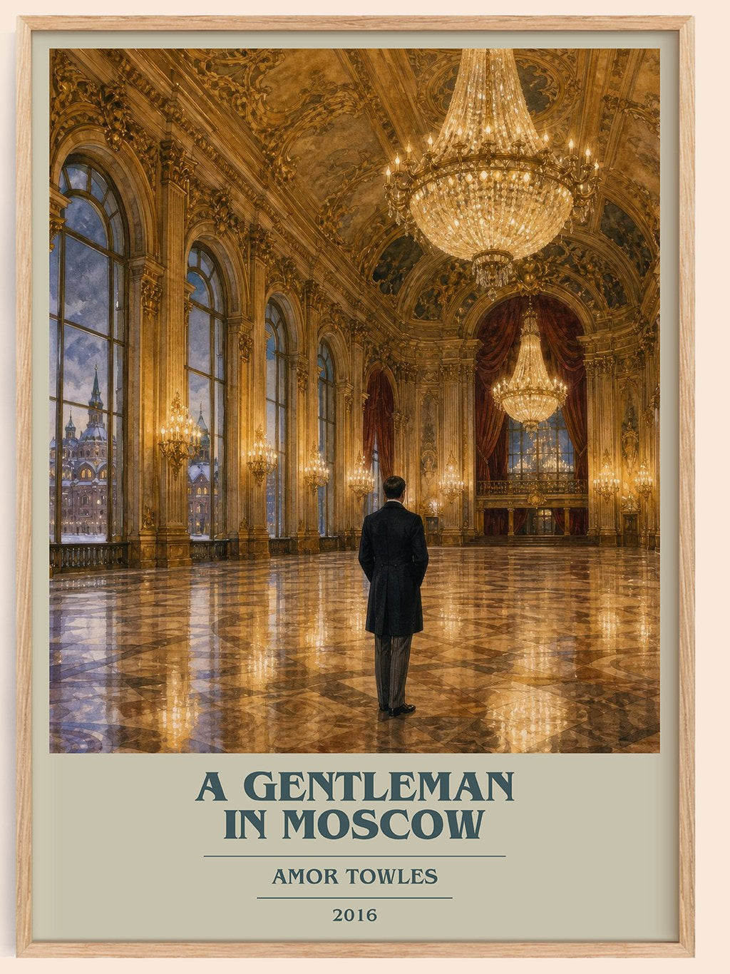 A Gentleman in Moscow book cover book poster by Amor Towles – framed literary art print
