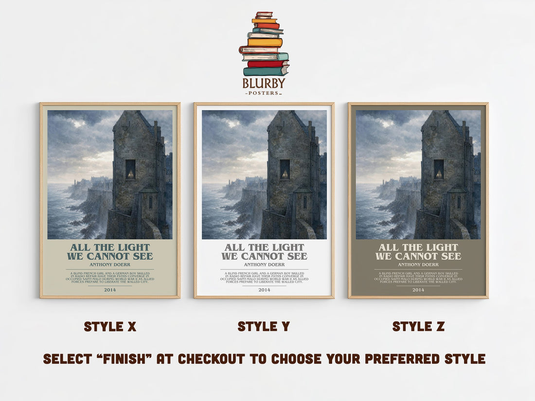 All the Light We Cannot See bookish print in frame leaning in hallway – historical fiction wall art (mockup)