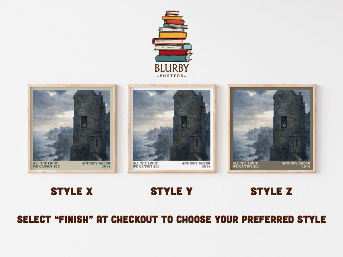 All the Light We Cannot See literary print in frame leaning in hallway – historical fiction wall art (mockup)