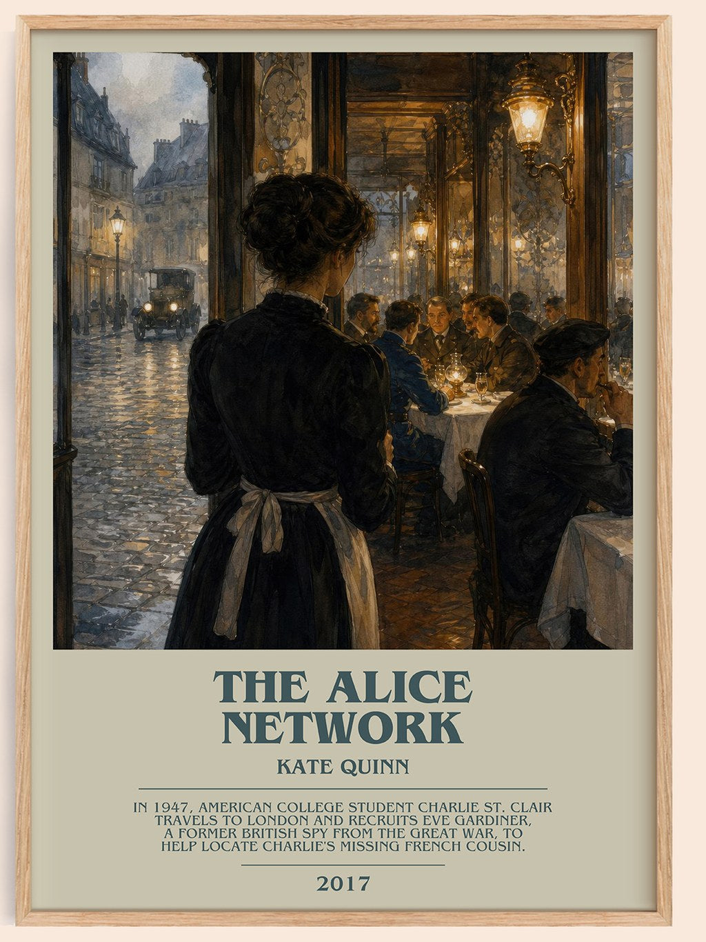 The Alice Network bookish book poster by Kate Quinn – framed literary art print