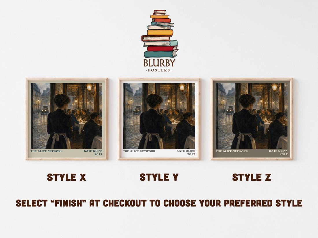 The Alice Network literary print in frame leaning in hallway – historical fiction wall art (mockup)