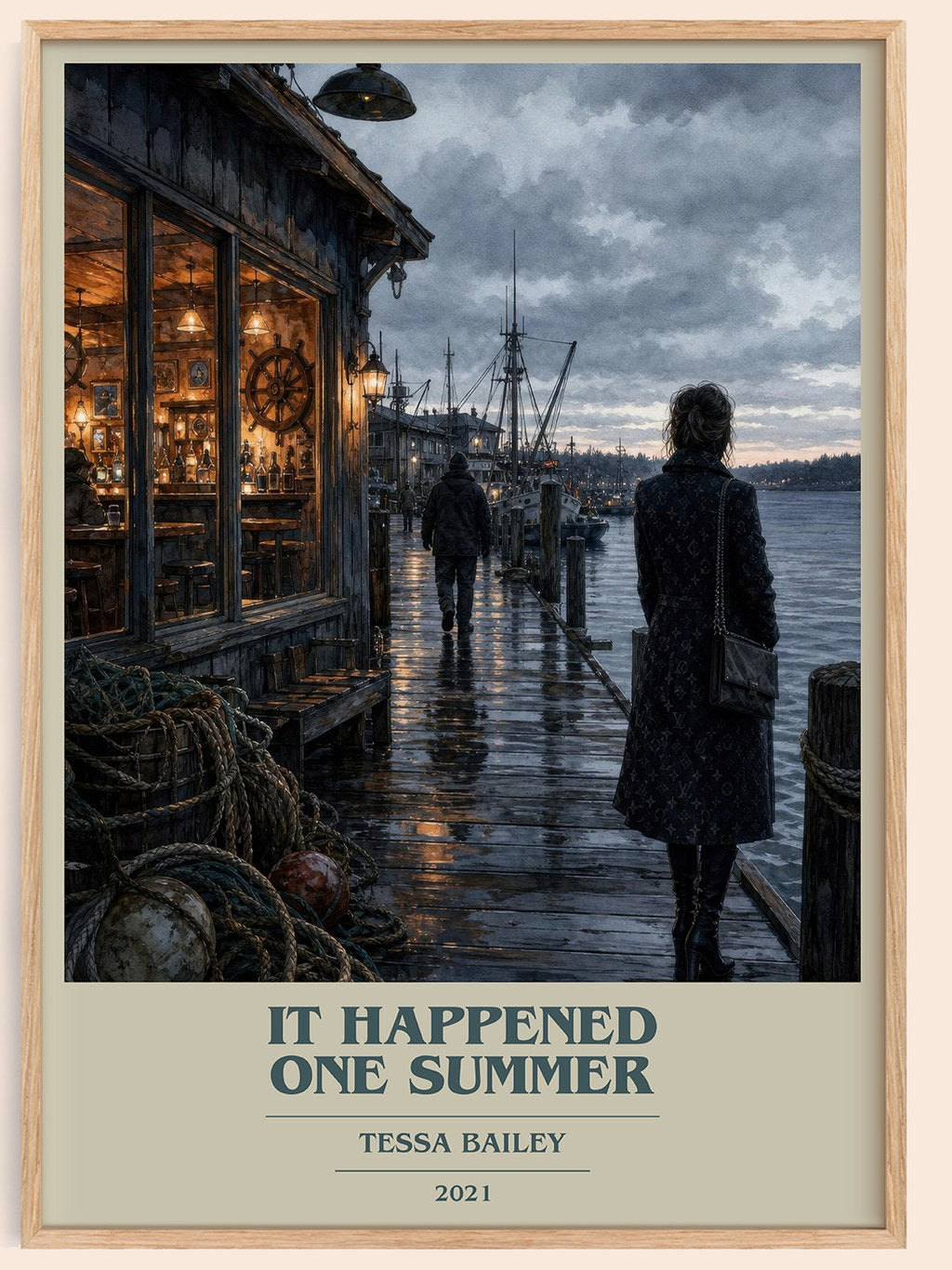 It Happened One Summer book cover book poster by Tessa Bailey – framed literary art print