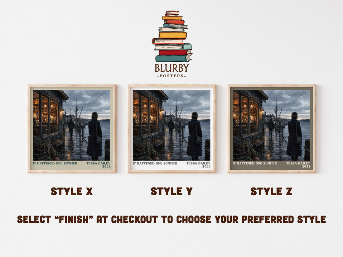 It Happened One Summer literary print in frame leaning in hallway – romance wall art (mockup)