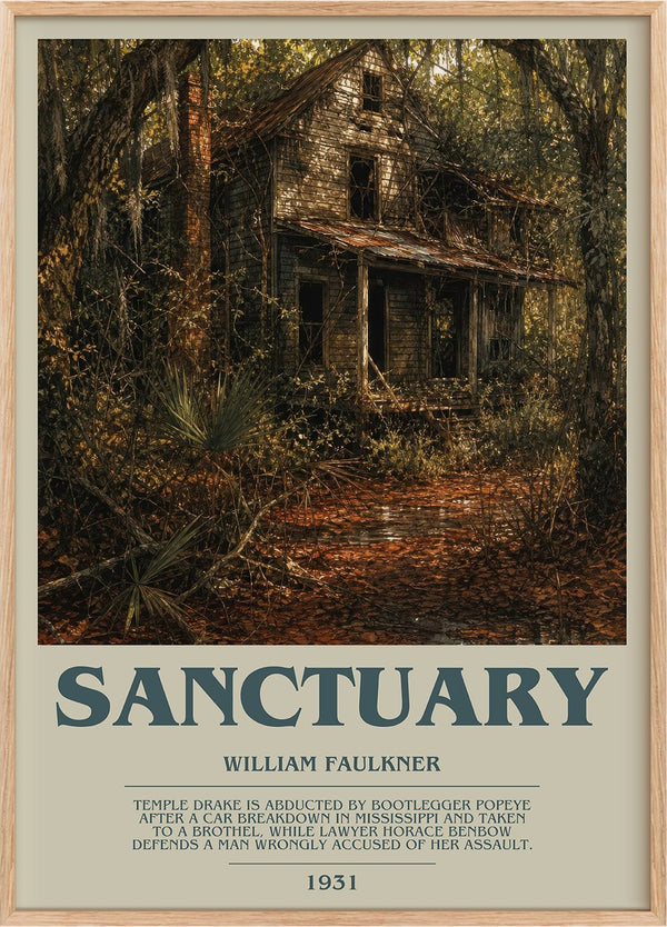 Sanctuary Bookish Wall Art by William Faulkner
