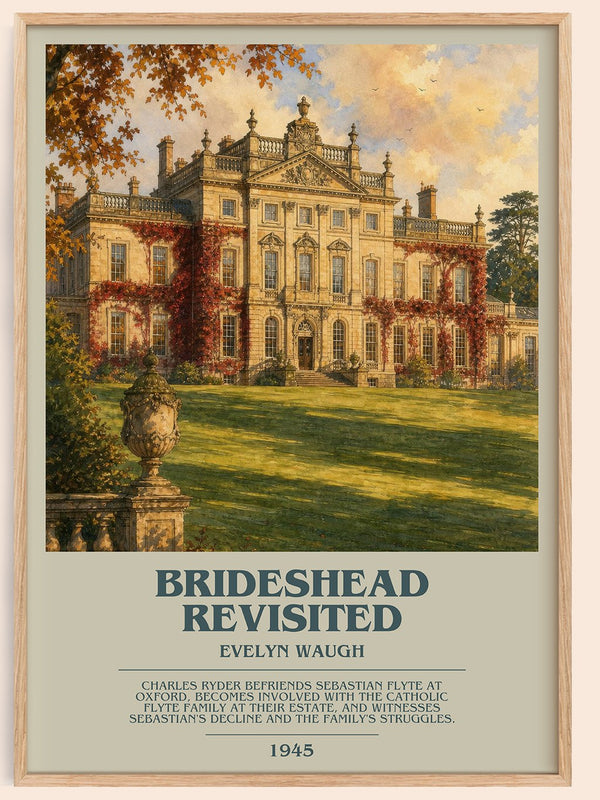 Brideshead Revisited bookish book poster by Evelyn Waugh – framed literary art print