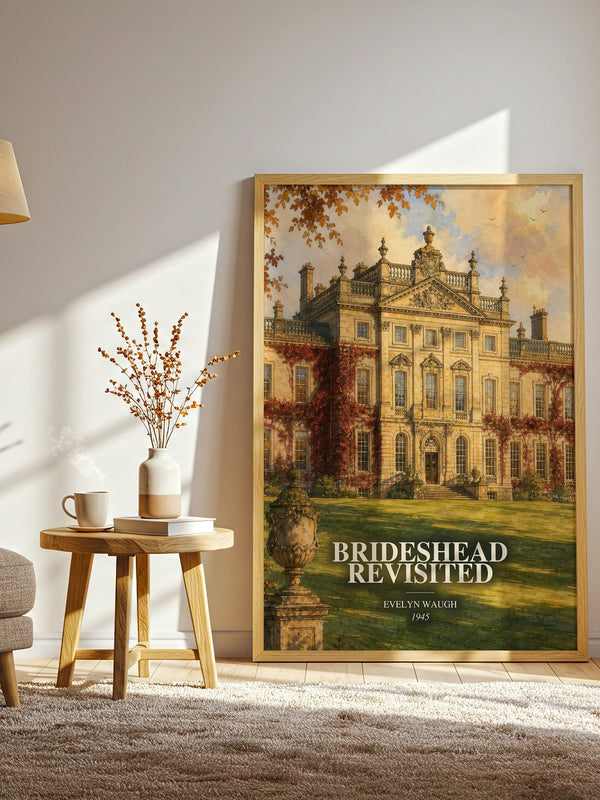 Brideshead Revisited watercolour print in frame leaning in hallway – classic literature wall art