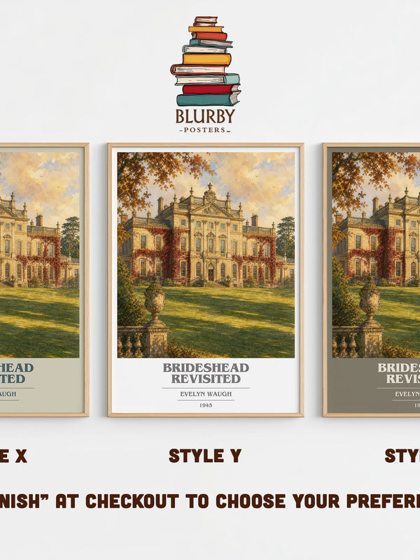 Brideshead Revisited book cover print in frame leaning in hallway – classic literature wall art