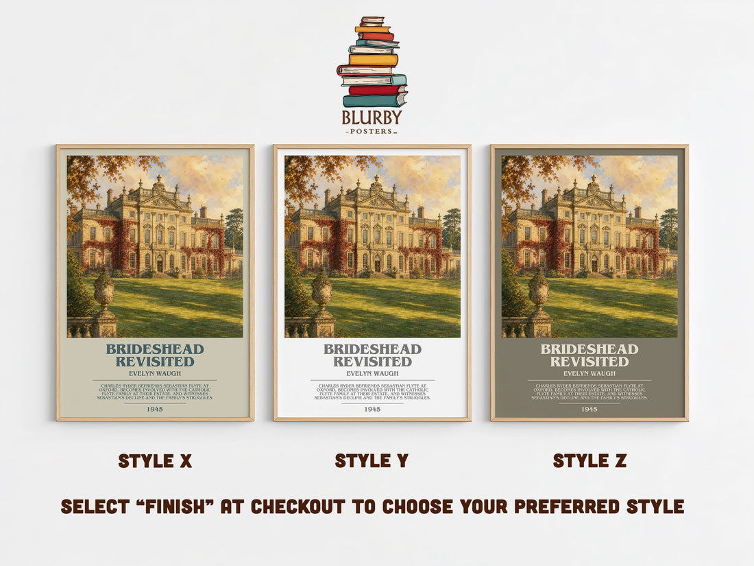 Brideshead Revisited bookish print in frame leaning in hallway – classic literature wall art (mockup)