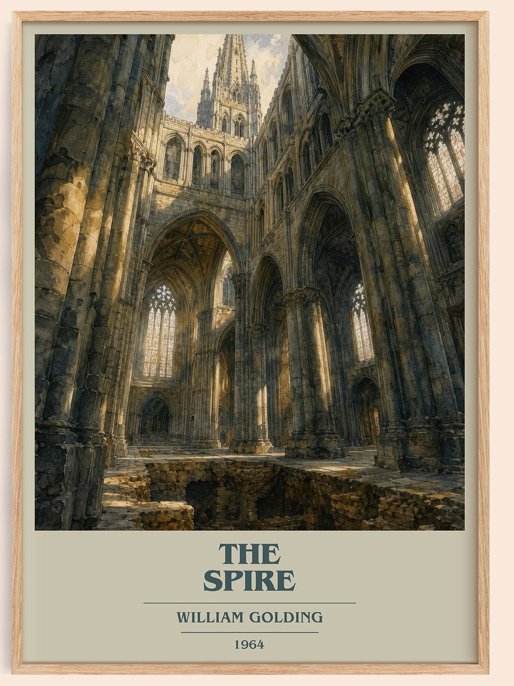The Spire book cover book poster by William Golding – framed literary art print
