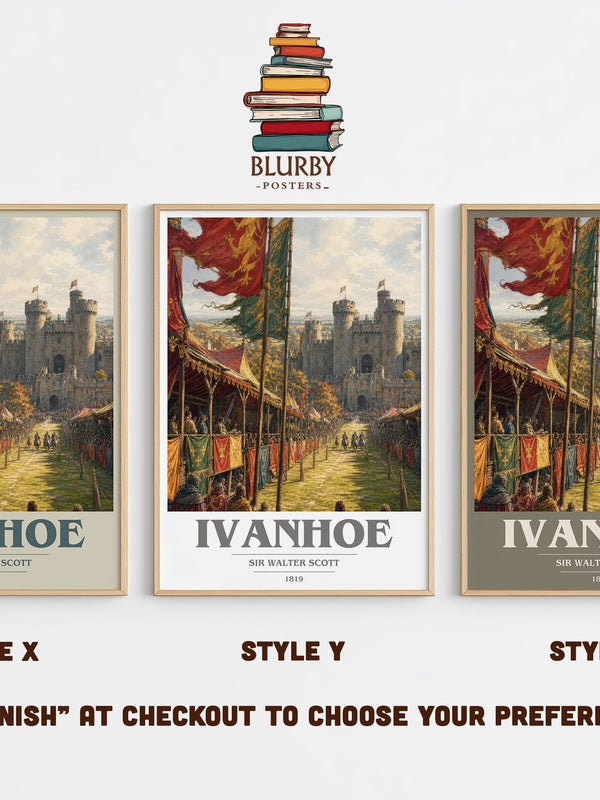 Ivanhoe book cover print in frame leaning in hallway – historical fiction wall art