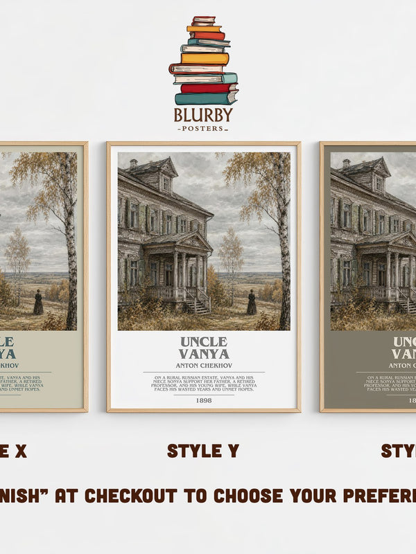 Uncle Vanya bookish print in frame leaning in hallway – classic literature wall art