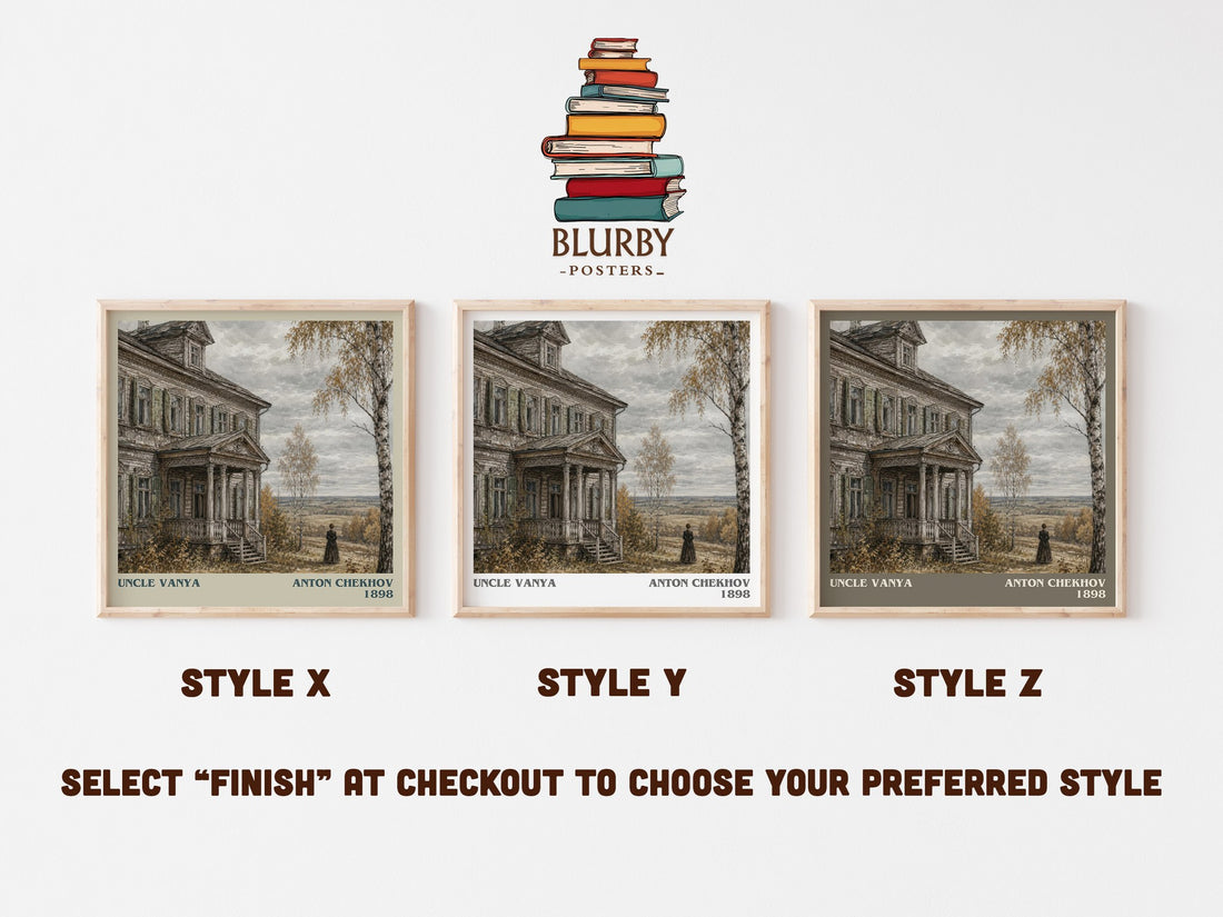 Uncle Vanya literary print in frame leaning in hallway – classic literature wall art (mockup)