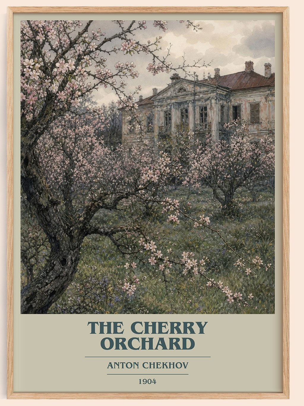 The Cherry Orchard book cover book poster by Anton Chekhov – framed literary art print
