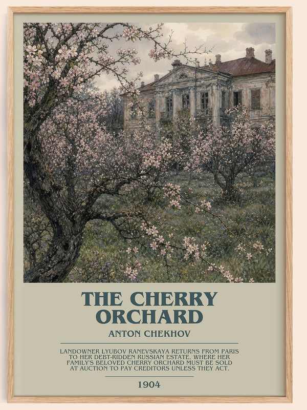 The Cherry Orchard bookish book poster by Anton Chekhov – framed literary art print