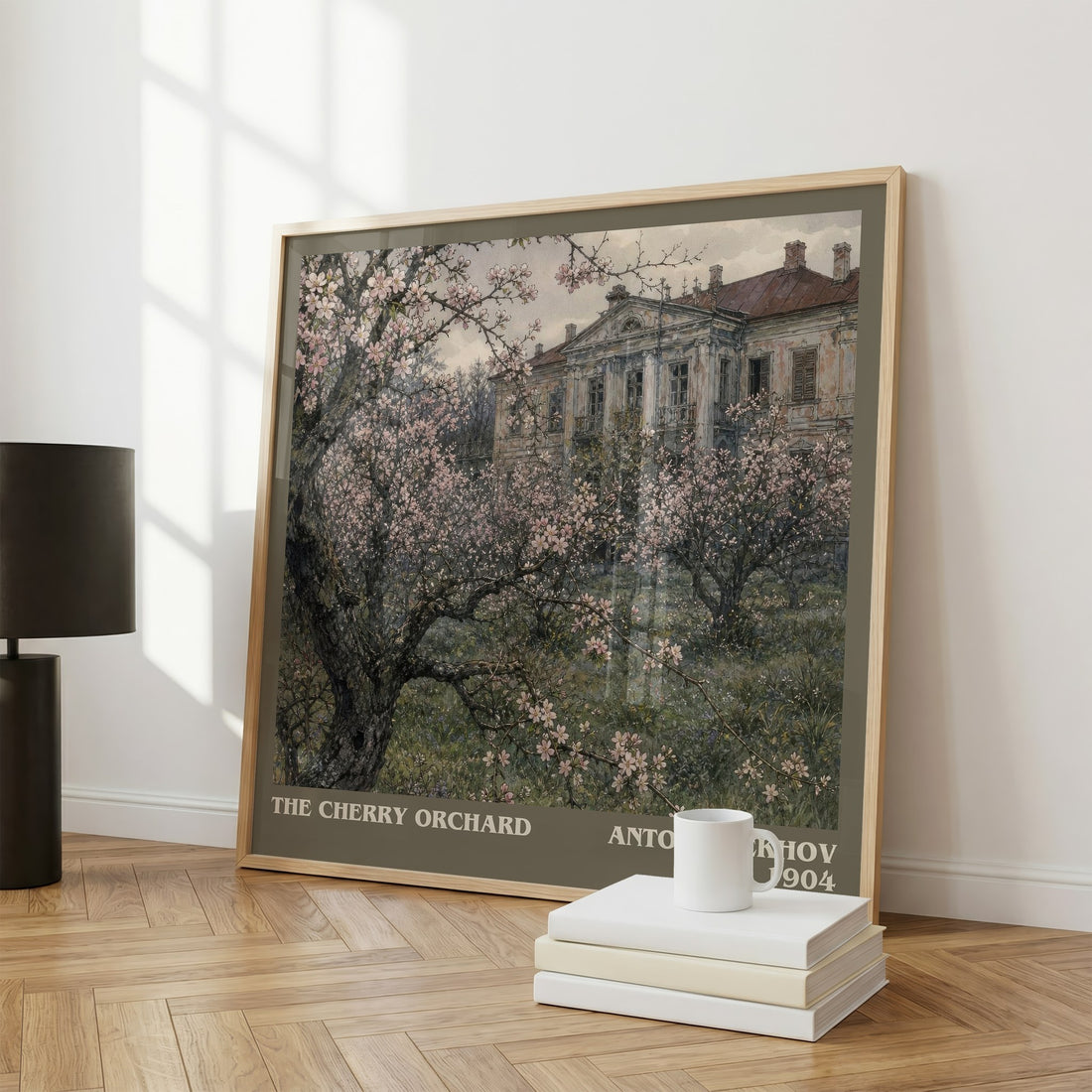 The Cherry Orchard literary print framed by window – literary home decor