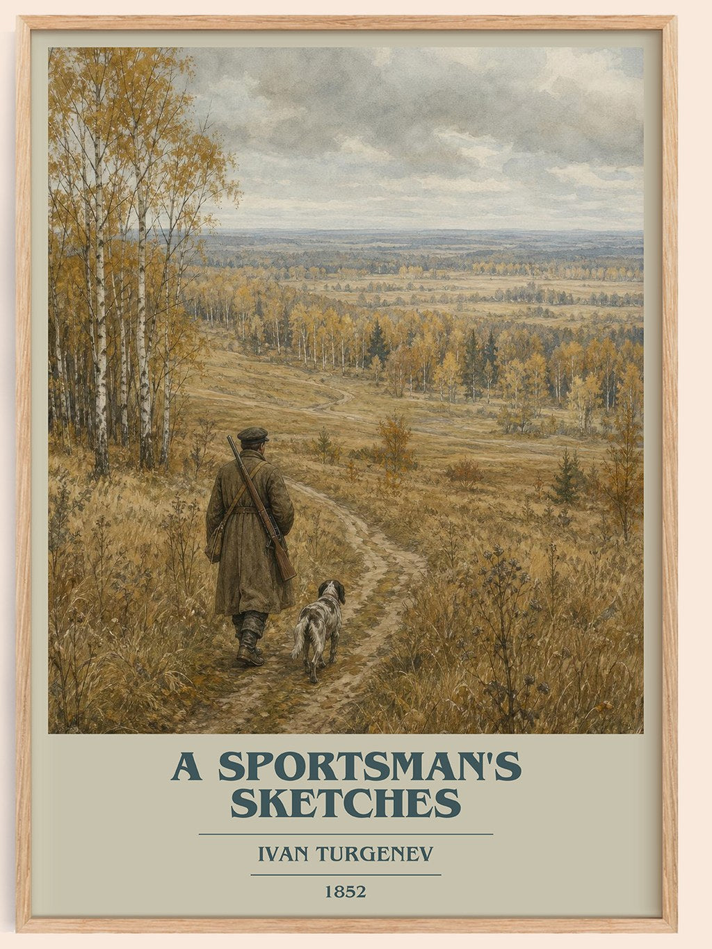 A Sportsman's Sketches book cover book poster by Ivan Turgenev – framed literary art print