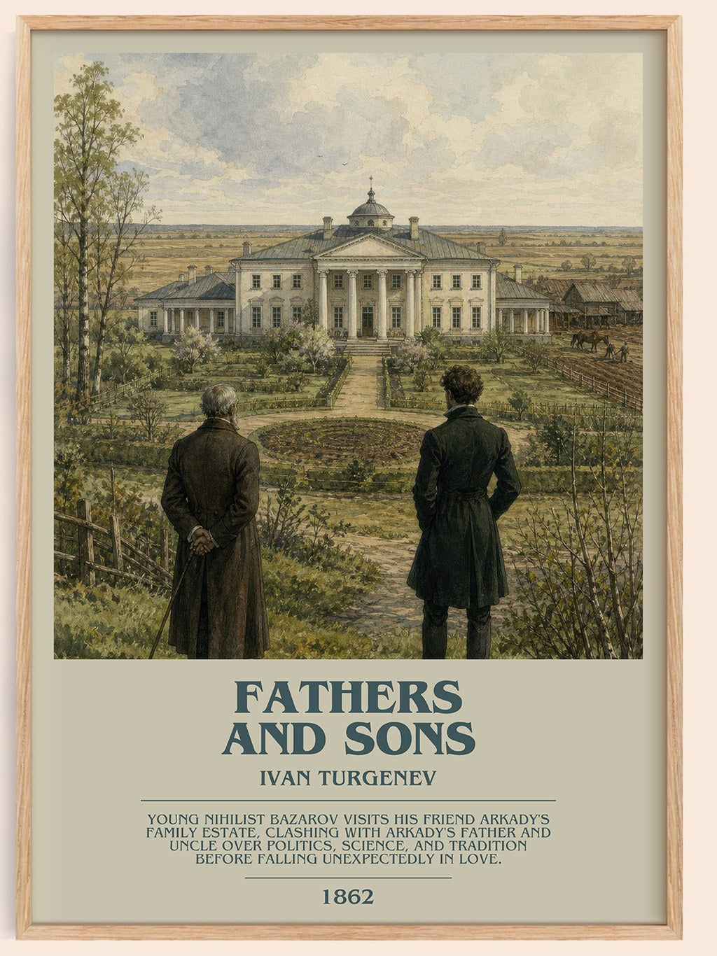 Fathers and Sons bookish book poster by Ivan Turgenev – framed literary art print