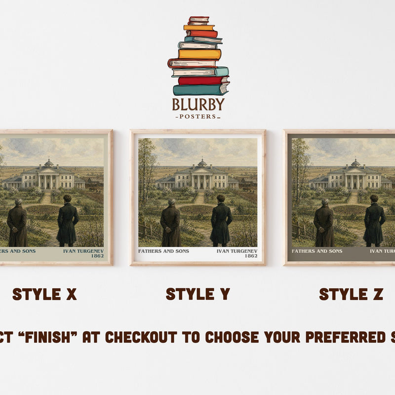 Fathers and Sons literary print in frame leaning in hallway – classic literature wall art