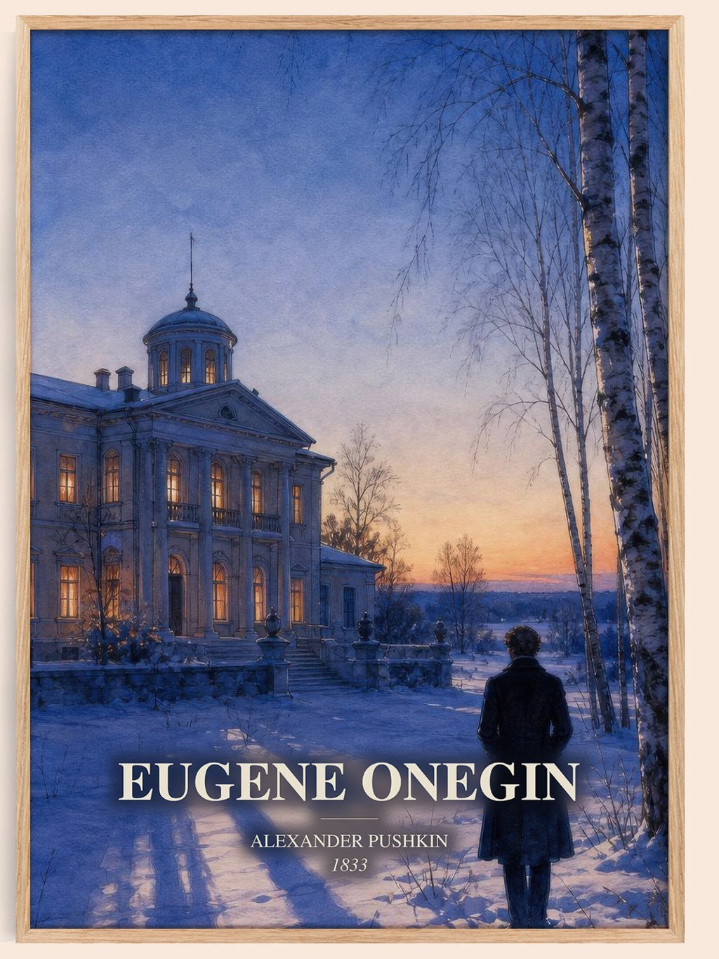Eugene Onegin watercolour book poster by Alexander Pushkin – framed literary art print