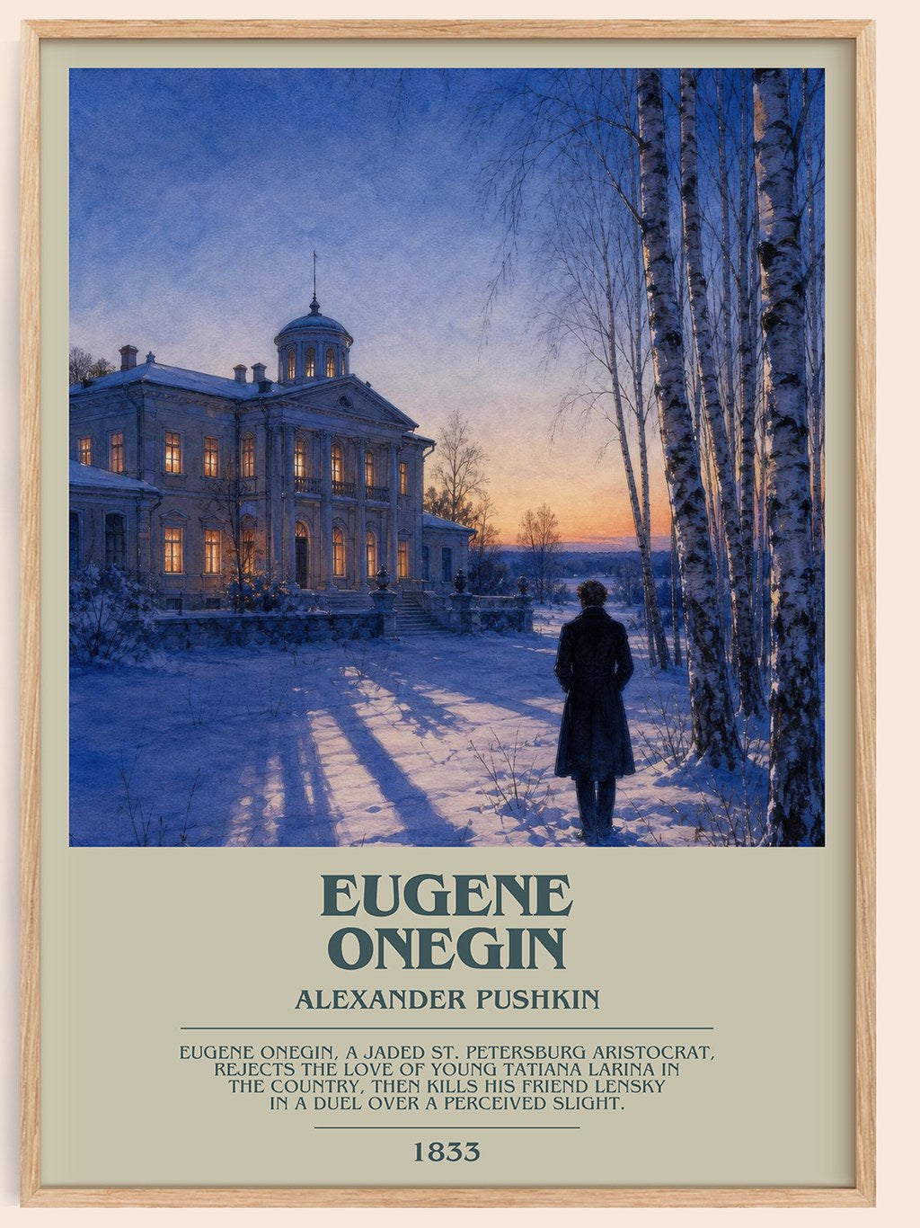 Eugene Onegin bookish book poster by Alexander Pushkin – framed literary art print